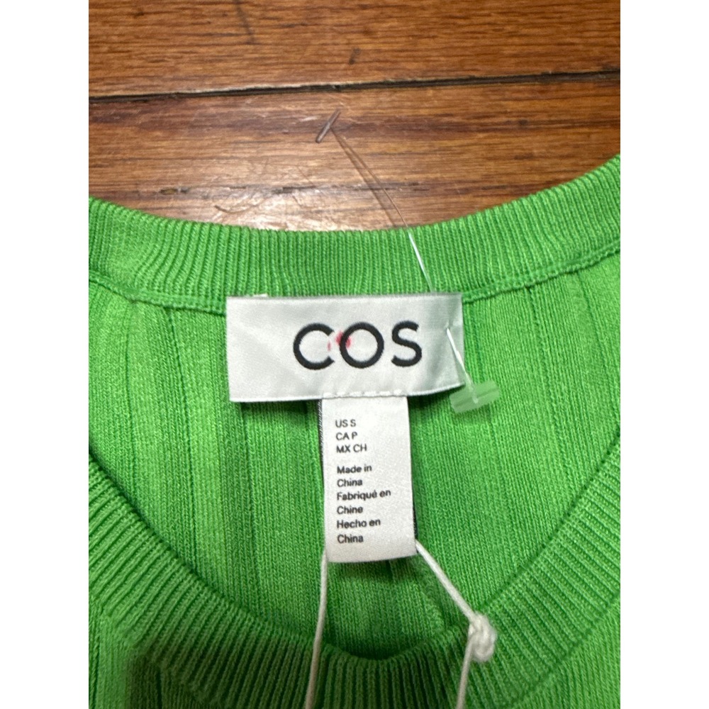 COS Women Green Ribbed Knit Sleeveless A-Line Midi Dress NWT Size S - Picture 3 of 6